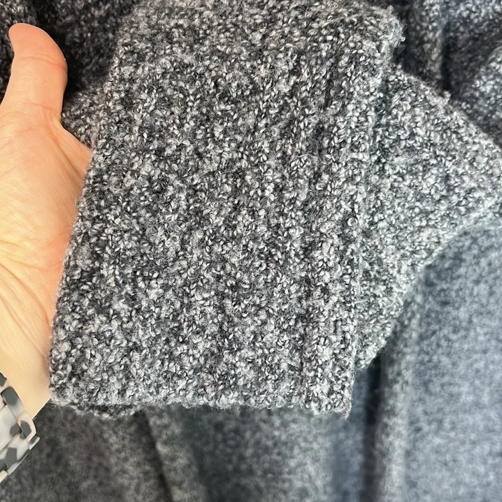 EILEEN FISHER Charcoal Gray Wool Cashmere Blend Nubby Cardigan Sweater Size M